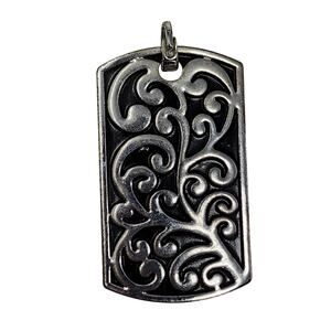 Vintage Metal Brocade Necklace Pendant